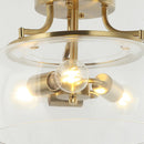 Parrot Uncle 13-Inch 3-Light Brass Gold Semi-Flush Mount Ceiling Light Fixture with Clear Glass Shade (C2273110V)