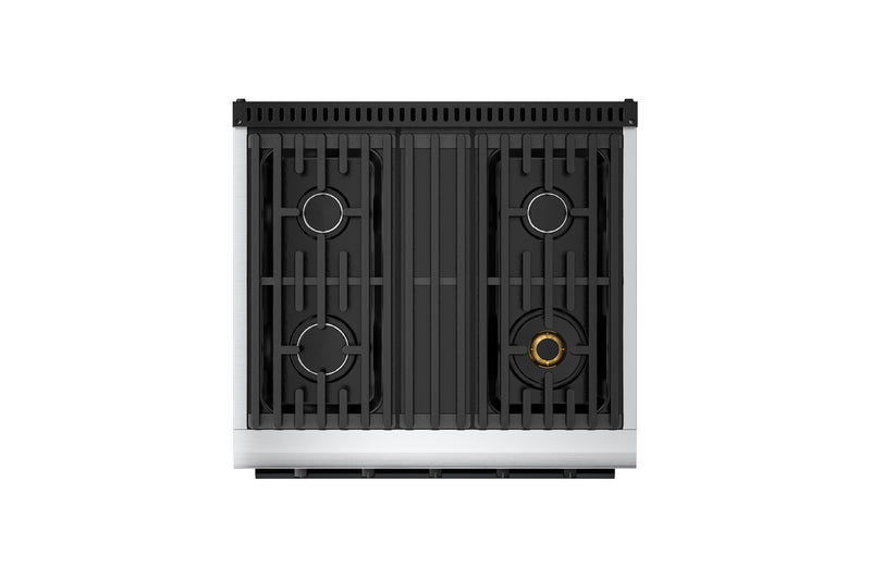 Hauslane HausPro Series 30-Inch Range with 4 Burners and Convection Oven in Stainless Steel