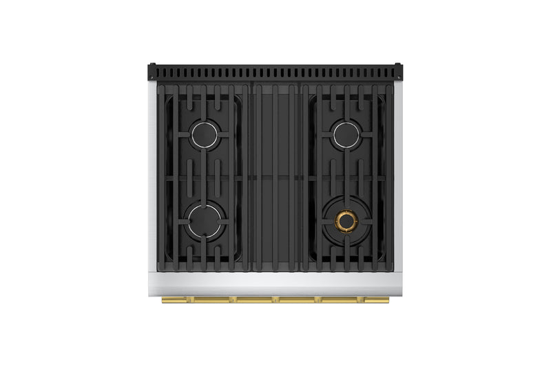 Hauslane HausPro Series 30-Inch Range with 4 Burners and Convection Oven in Stainless Steel