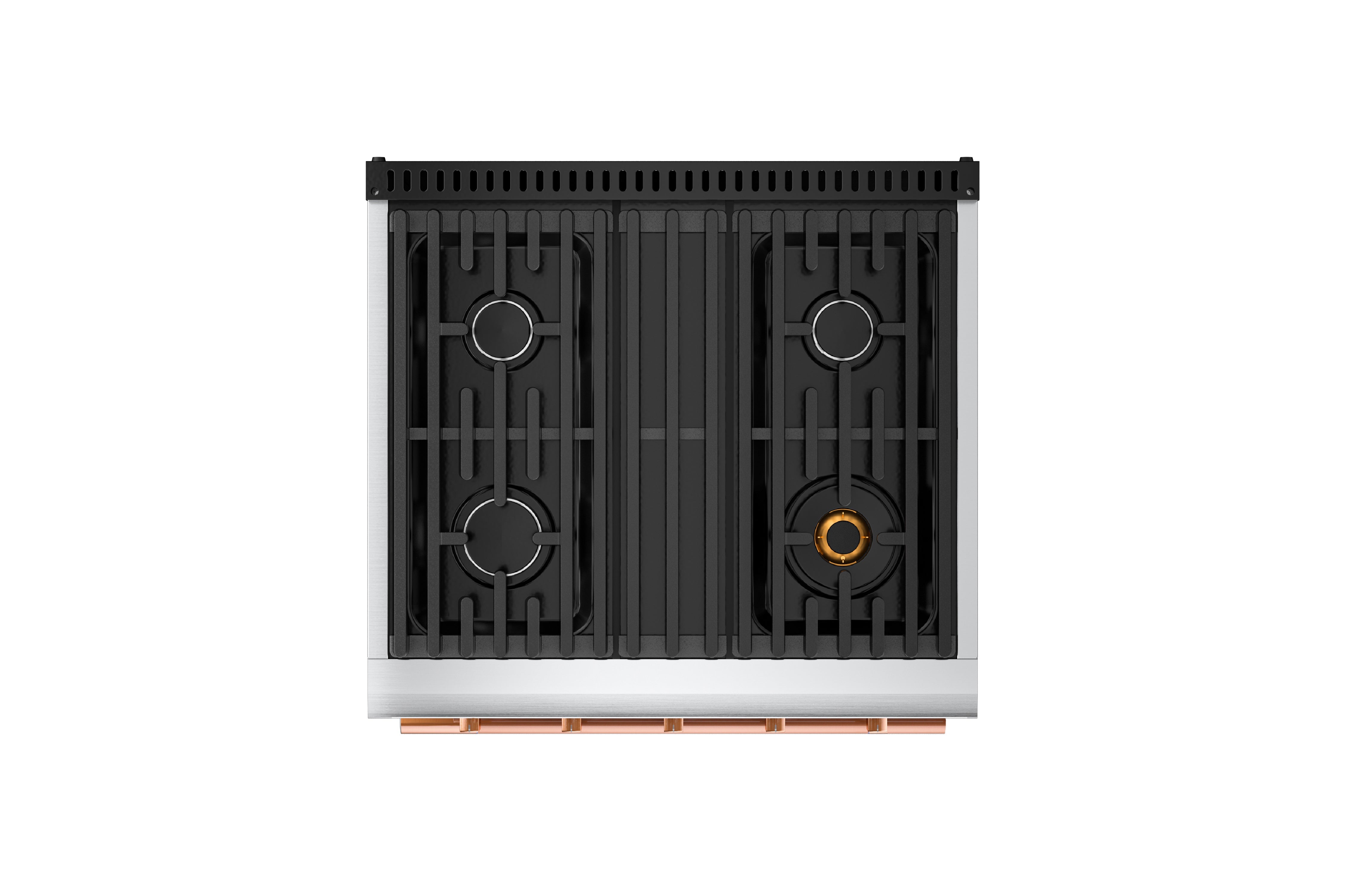 30-inch gas range burner grates and caps in matte black