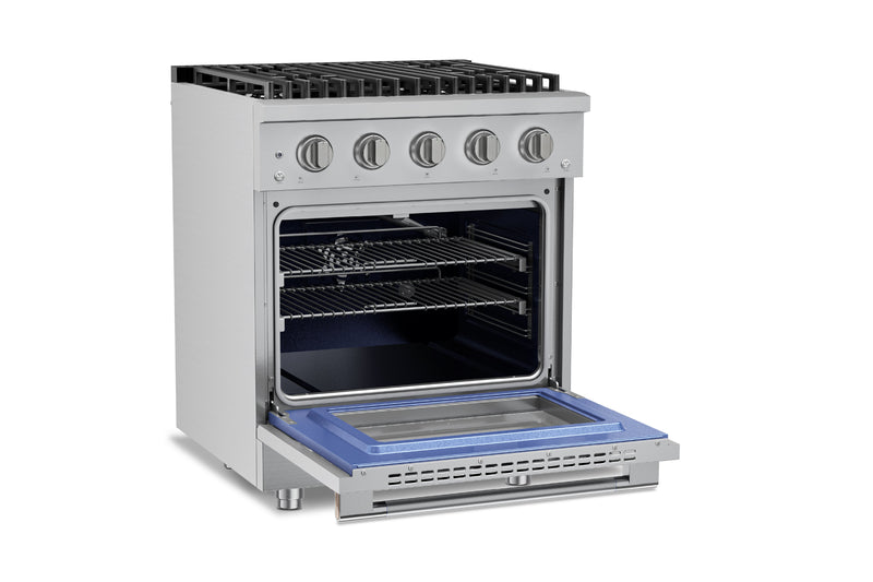Hauslane HausPro Series 30-Inch Range with 4 Burners and Convection Oven in Stainless Steel