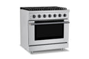 Hauslane HausPro Series 36-Inch Range with 6 Burners and Convection Oven in Stainless Steel