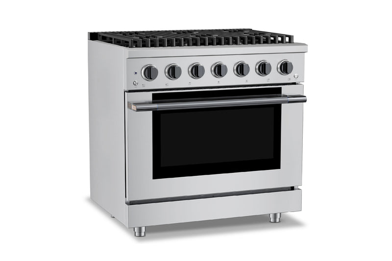 Hauslane HausPro Series 36-Inch Range with 6 Burners and Convection Oven in Stainless Steel