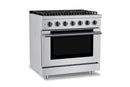 Hauslane HausPro Series 36-Inch Gas or Dual Fuel Range with 6 Burners and Convection Oven in Stainless Steel