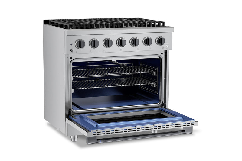Hauslane HausPro Series 36-Inch Range with 6 Burners and Convection Oven in Stainless Steel