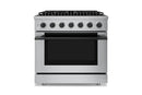 Hauslane HausPro Series 36-Inch Range with 6 Burners and Convection Oven in Stainless Steel