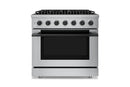 Hauslane HausPro Series 36-Inch Gas or Dual Fuel Range with 6 Burners and Convection Oven in Stainless Steel