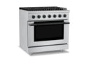 Hauslane HausPro Series 36-Inch Gas or Dual Fuel Range with 6 Burners and Convection Oven in Stainless Steel