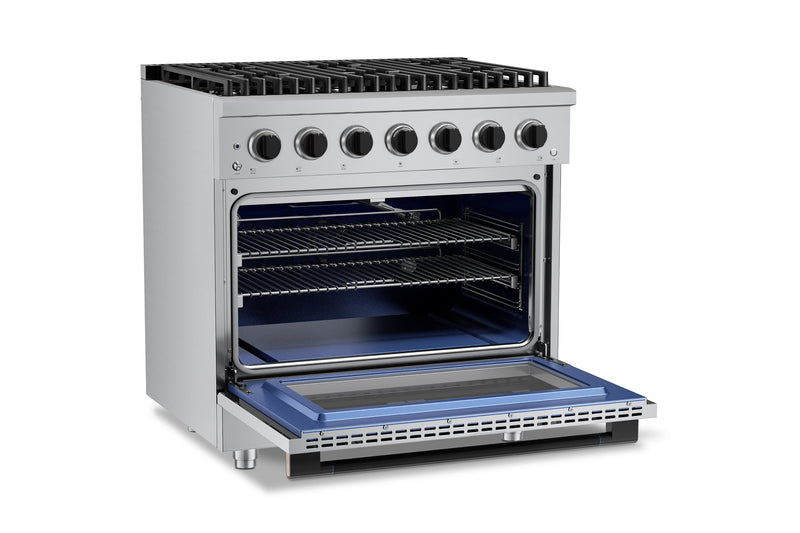 Hauslane HausPro Series 36-Inch Range with 6 Burners and Convection Oven in Stainless Steel