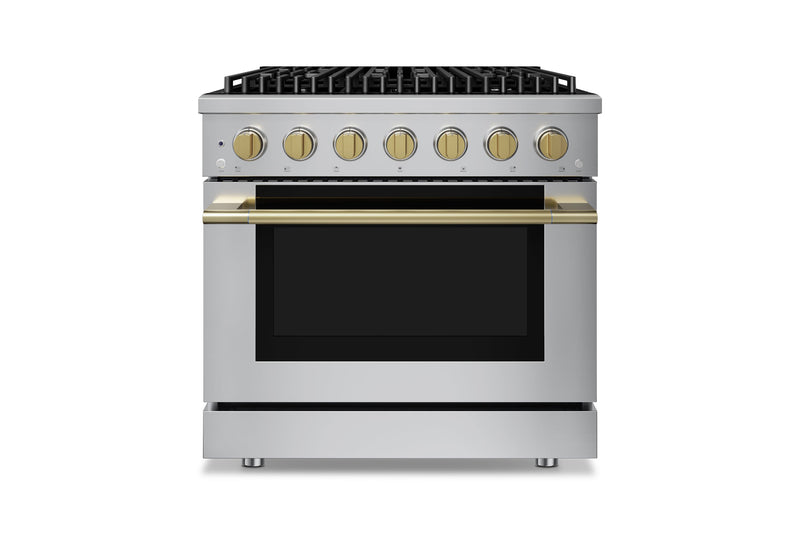Hauslane HausPro Series 36-Inch Range with 6 Burners and Convection Oven in Stainless Steel