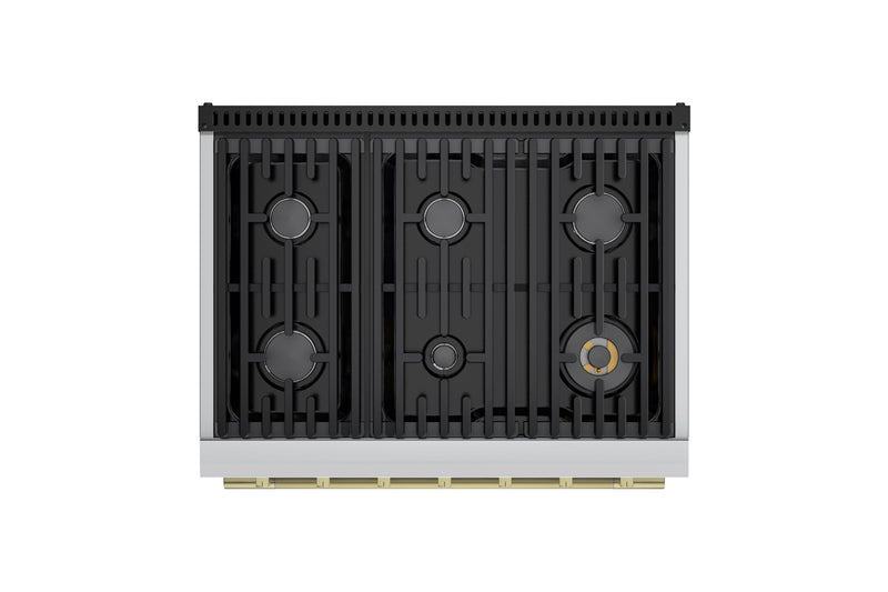 Hauslane HausPro Series 36-Inch Range with 6 Burners and Convection Oven in Stainless Steel