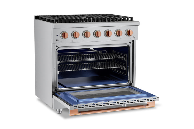 Hauslane HausPro Series 36-Inch Range with 6 Burners and Convection Oven in Stainless Steel