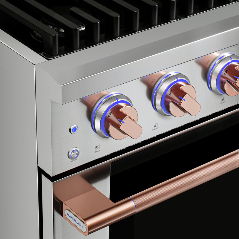 Hauslane HausPro Series 36-Inch Range with 6 Burners and Convection Oven in Stainless Steel