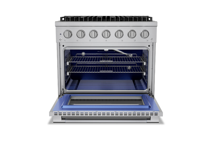 Hauslane HausPro Series 36-Inch Range with 6 Burners and Convection Oven in Stainless Steel