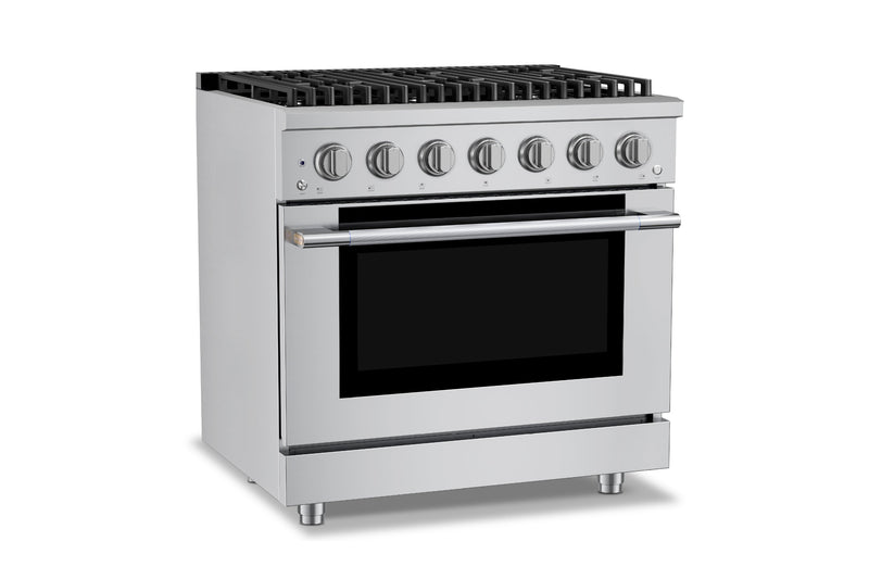 Hauslane HausPro Series 36-Inch Range with 6 Burners and Convection Oven in Stainless Steel