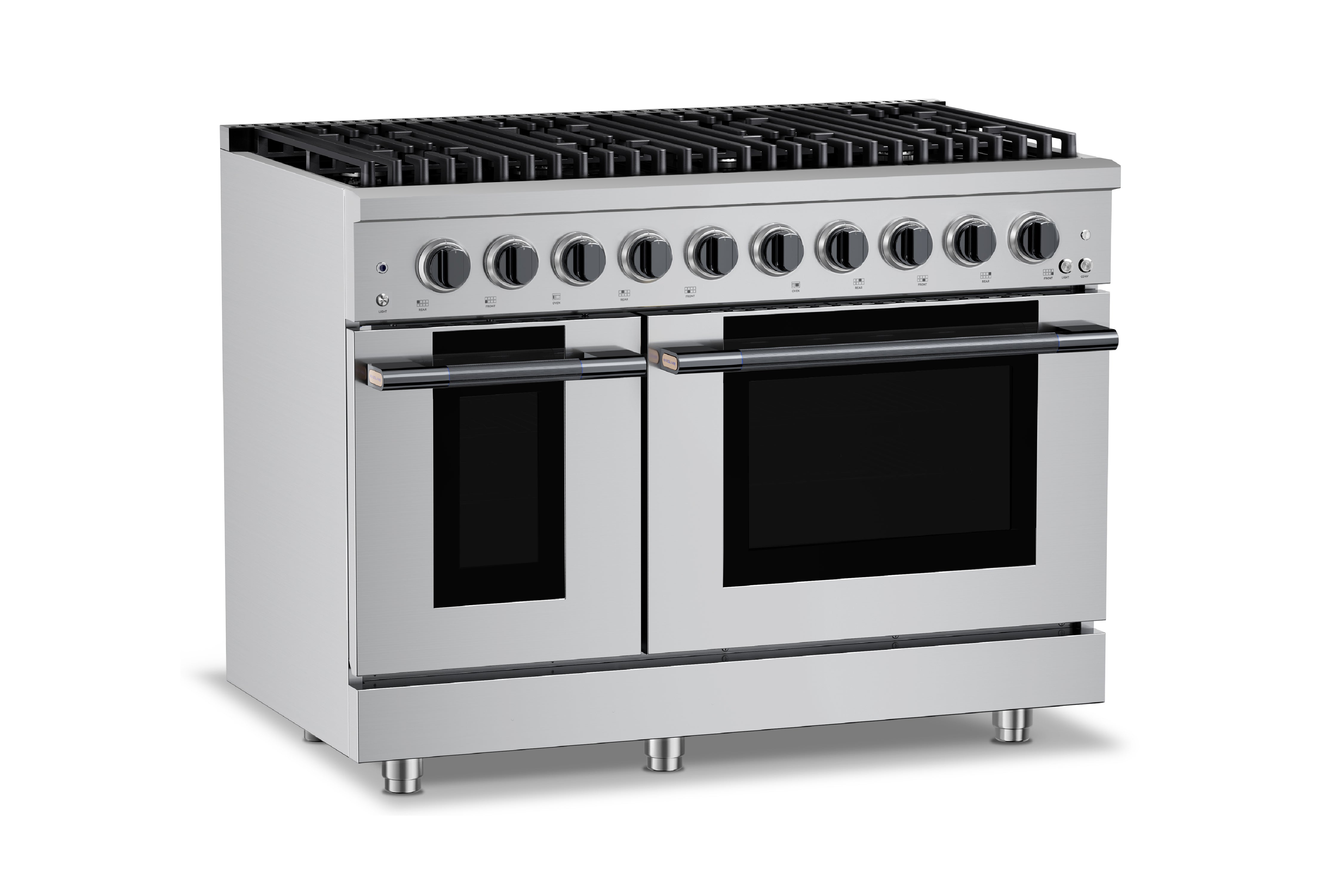 Hauslane HausPro Series 48-Inch Gas or Dual Fuel Range with 8 Burners and Convection Oven in Stainless Steel