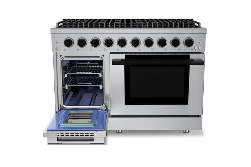 Hauslane HausPro Series 48-Inch Range with 8 Burners and Convection Oven in Stainless Steel