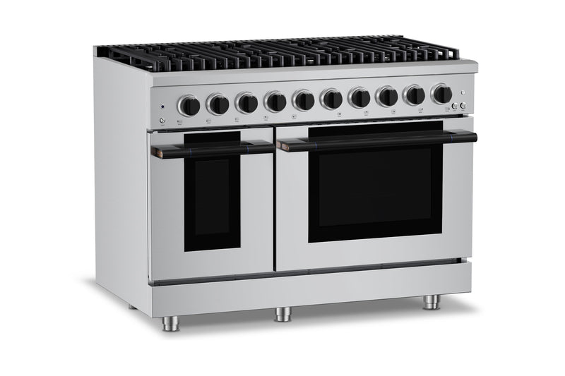 Hauslane HausPro Series 48-Inch Range with 8 Burners and Convection Oven in Stainless Steel