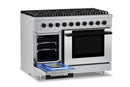Hauslane HausPro Series 48-Inch Gas or Dual Fuel Range with 8 Burners and Convection Oven in Stainless Steel