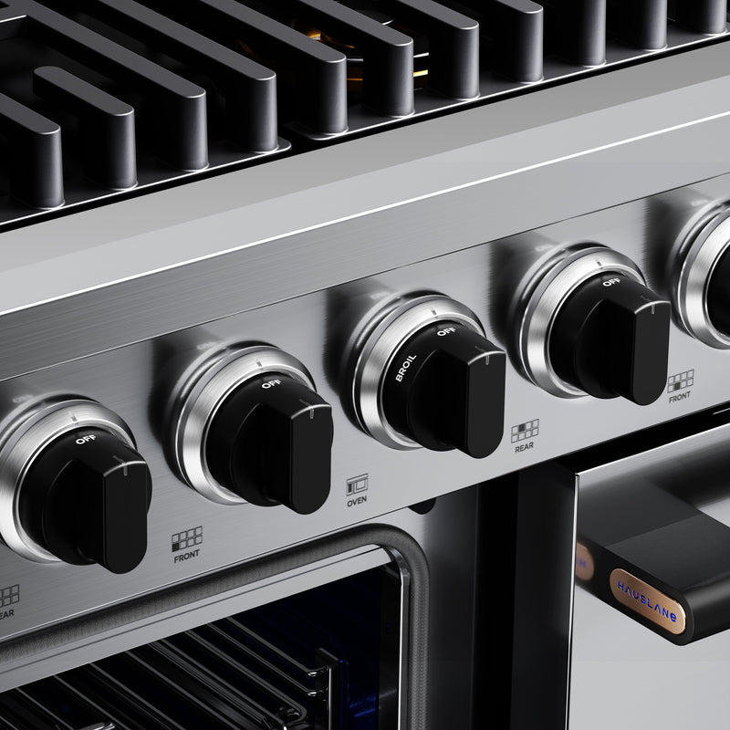 Hauslane HausPro Series 48-Inch Range with 8 Burners and Convection Oven in Stainless Steel