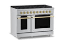 Hauslane HausPro Series 48-Inch Range with 8 Burners and Convection Oven in Stainless Steel