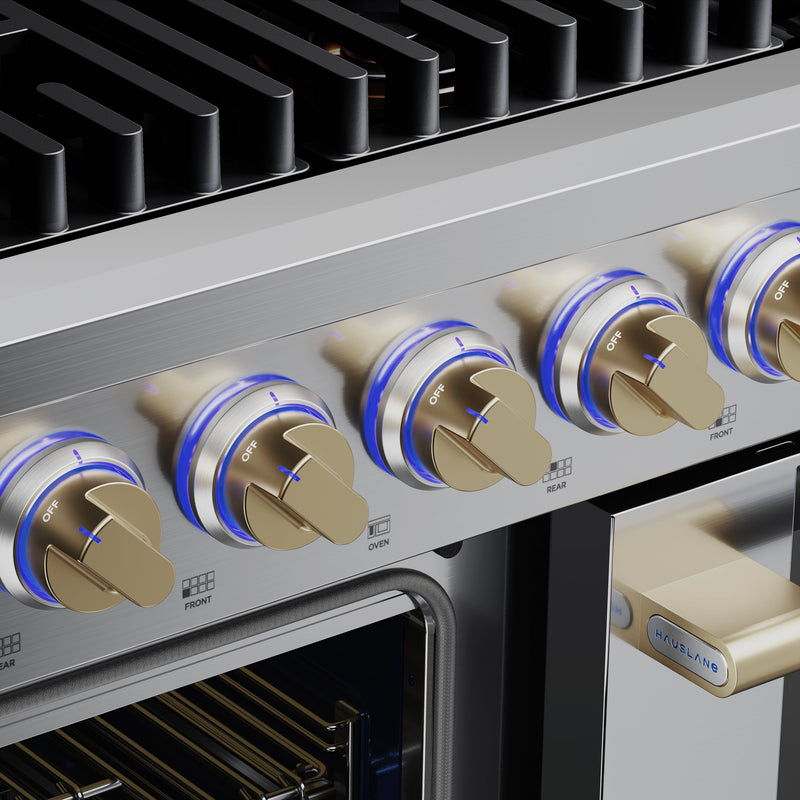 Hauslane HausPro Series 48-Inch Range with 8 Burners and Convection Oven in Stainless Steel