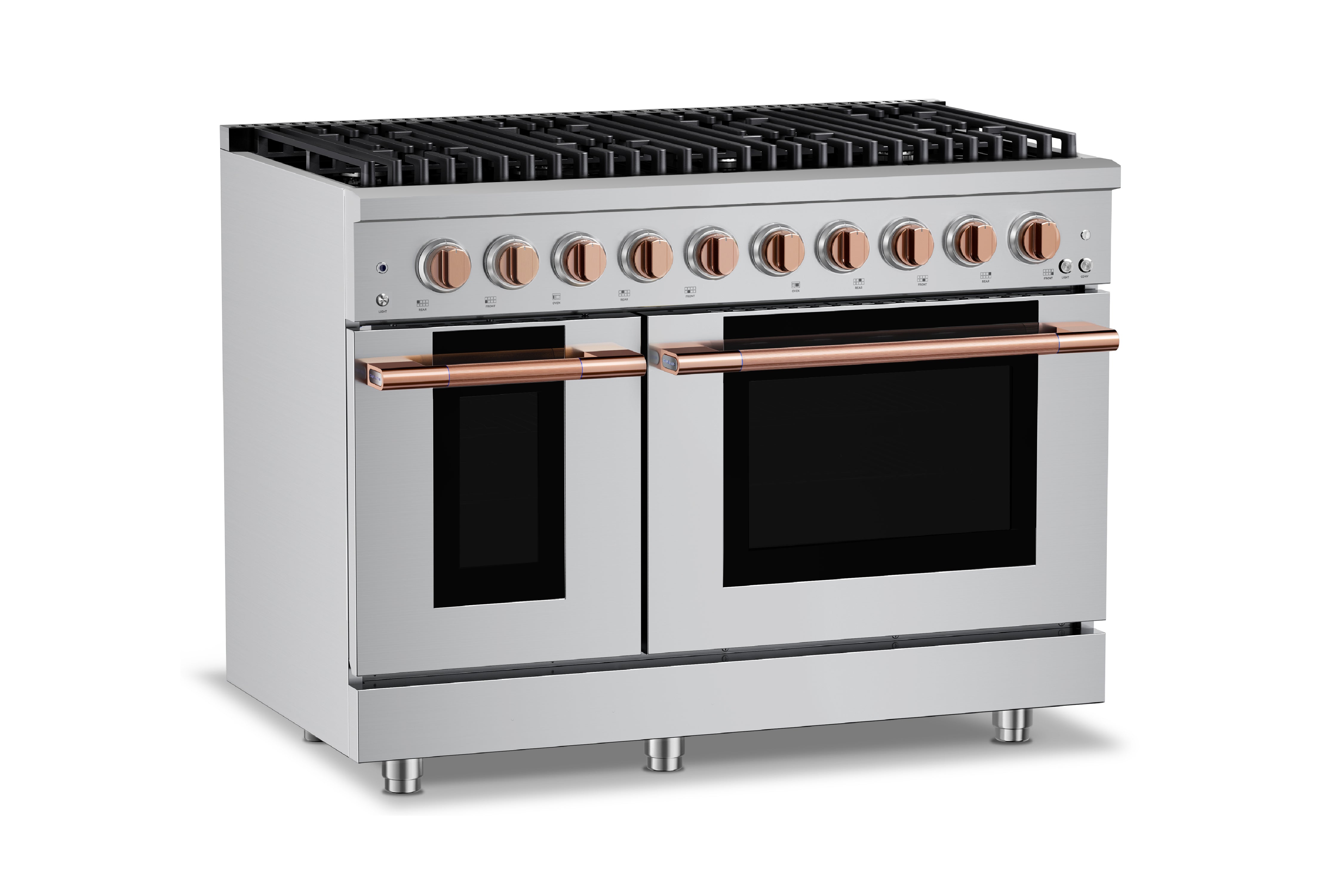 Hauslane HausPro Series 48-Inch Gas or Dual Fuel Range with 8 Burners and Convection Oven in Stainless Steel