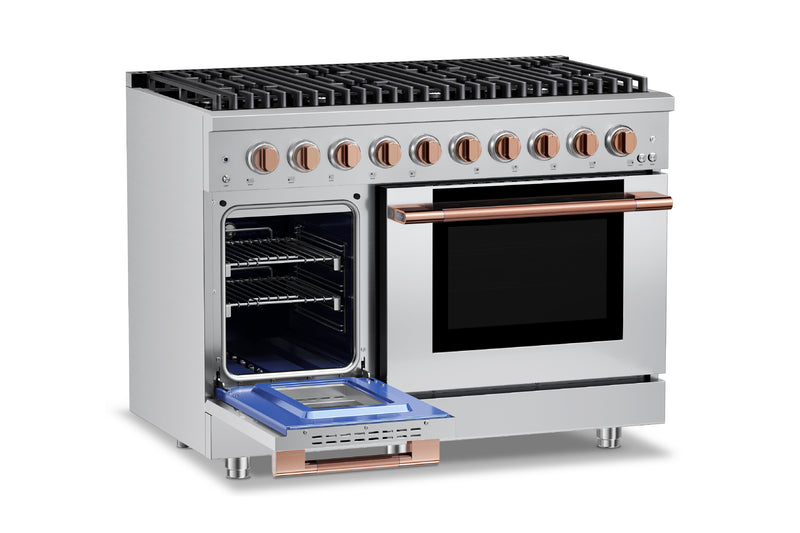 Hauslane HausPro Series 48-Inch Range with 8 Burners and Convection Oven in Stainless Steel