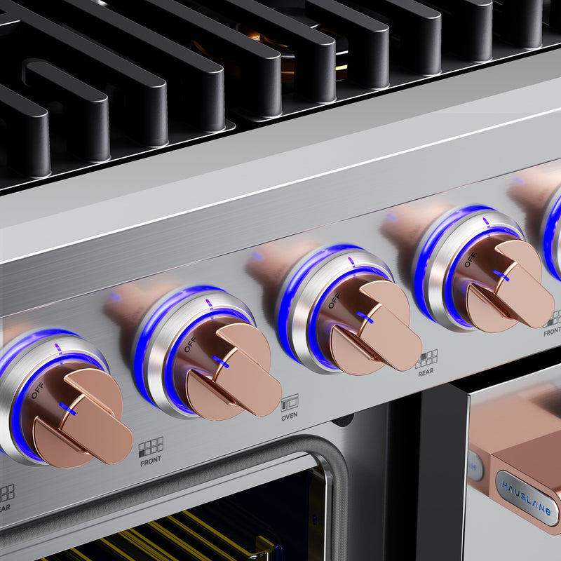 Hauslane HausPro Series 48-Inch Range with 8 Burners and Convection Oven in Stainless Steel