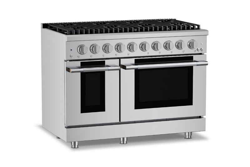 Hauslane HausPro Series 48-Inch Range with 8 Burners and Convection Oven in Stainless Steel