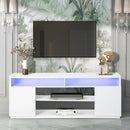 Parrot Uncle Modern 68-Inch TV Stand Media Console with LED Lights for Living Room