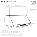 Kucht Professional 30-Inch 900 CFM Wall Mount Range Hood in Dark Titanium Stainless Steel (KRH303A-C)