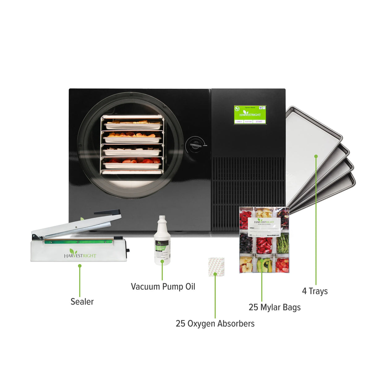 Harvest Right Countertop Pro Freeze Dryer, 4 Tray & Mylar Starter Kit in Black (HRFDCBK-PP)