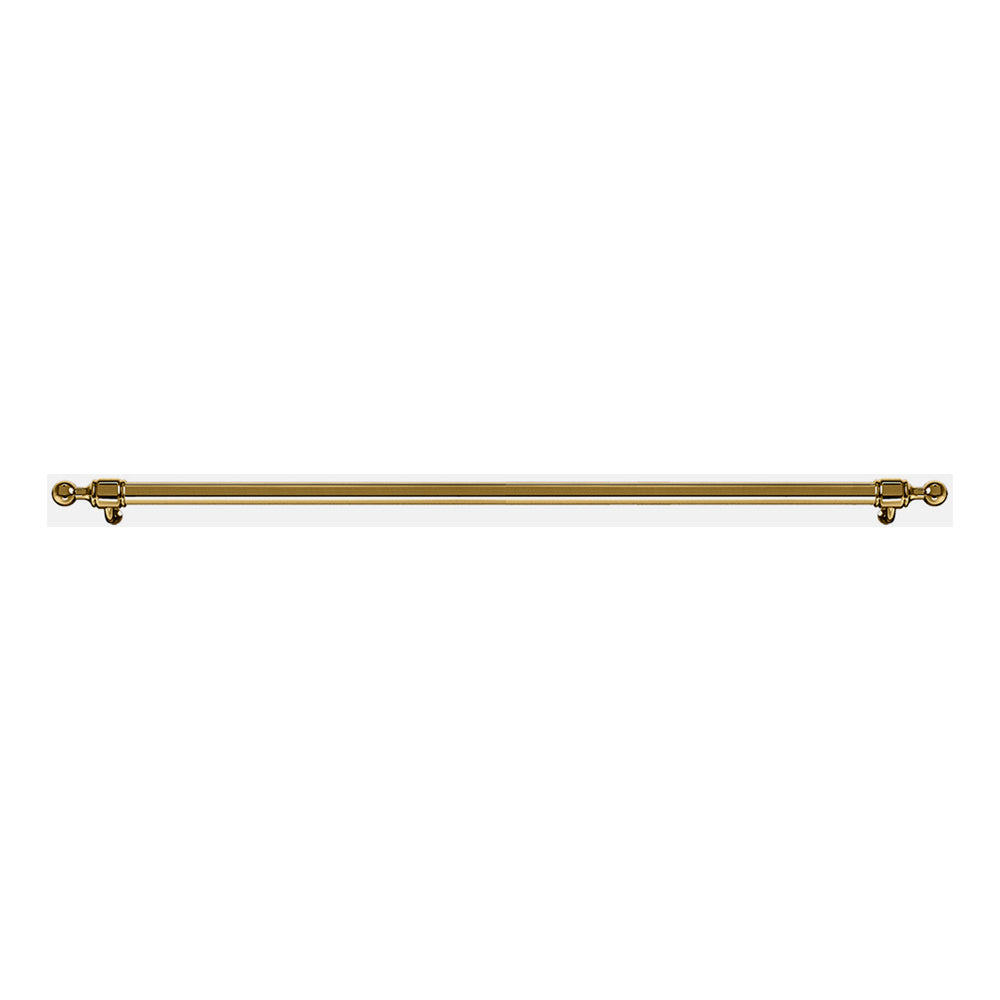 Brass handrail bar with finial ends and two mounting brackets