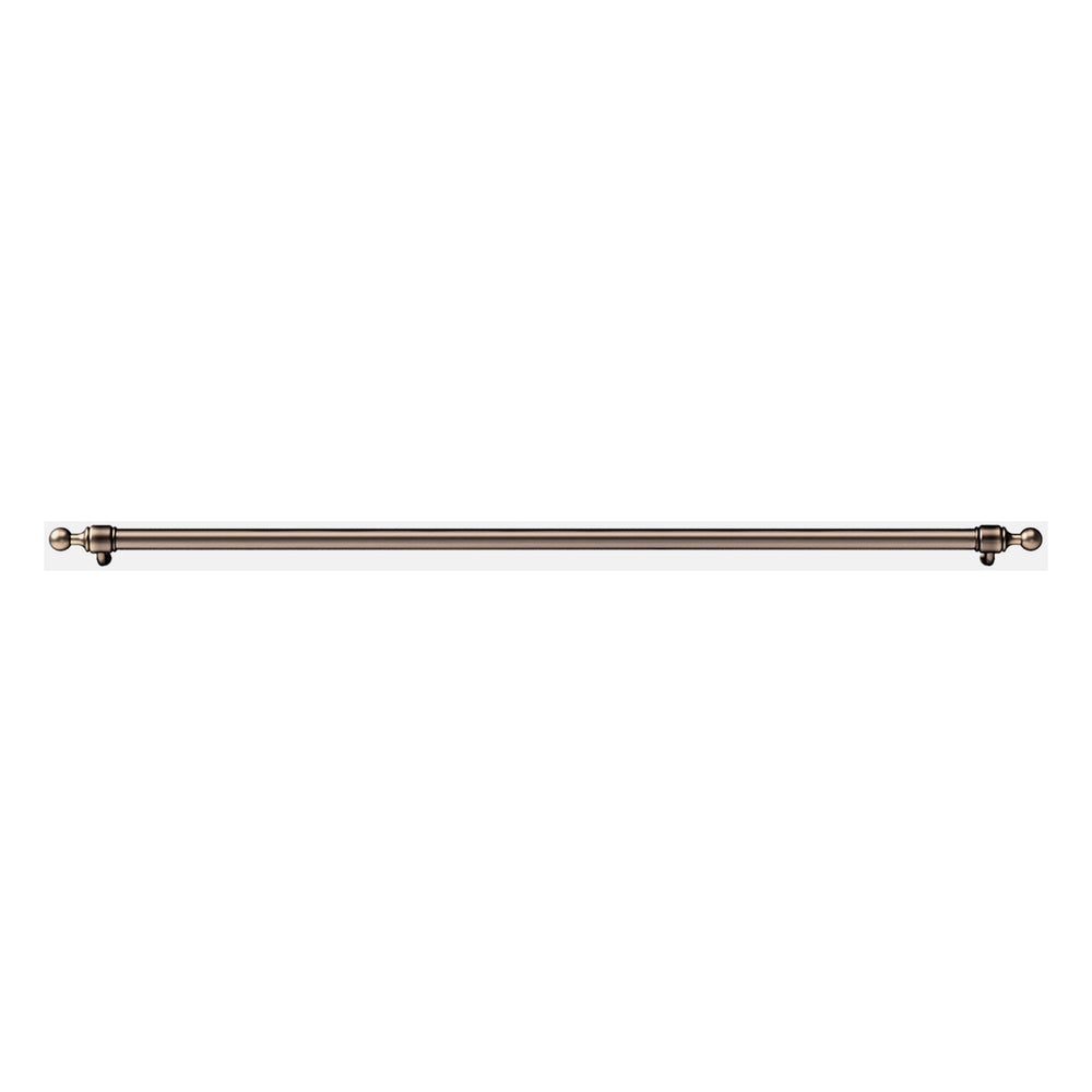 36-inch bronze handrail bar with ball finials and two wall-mount bases