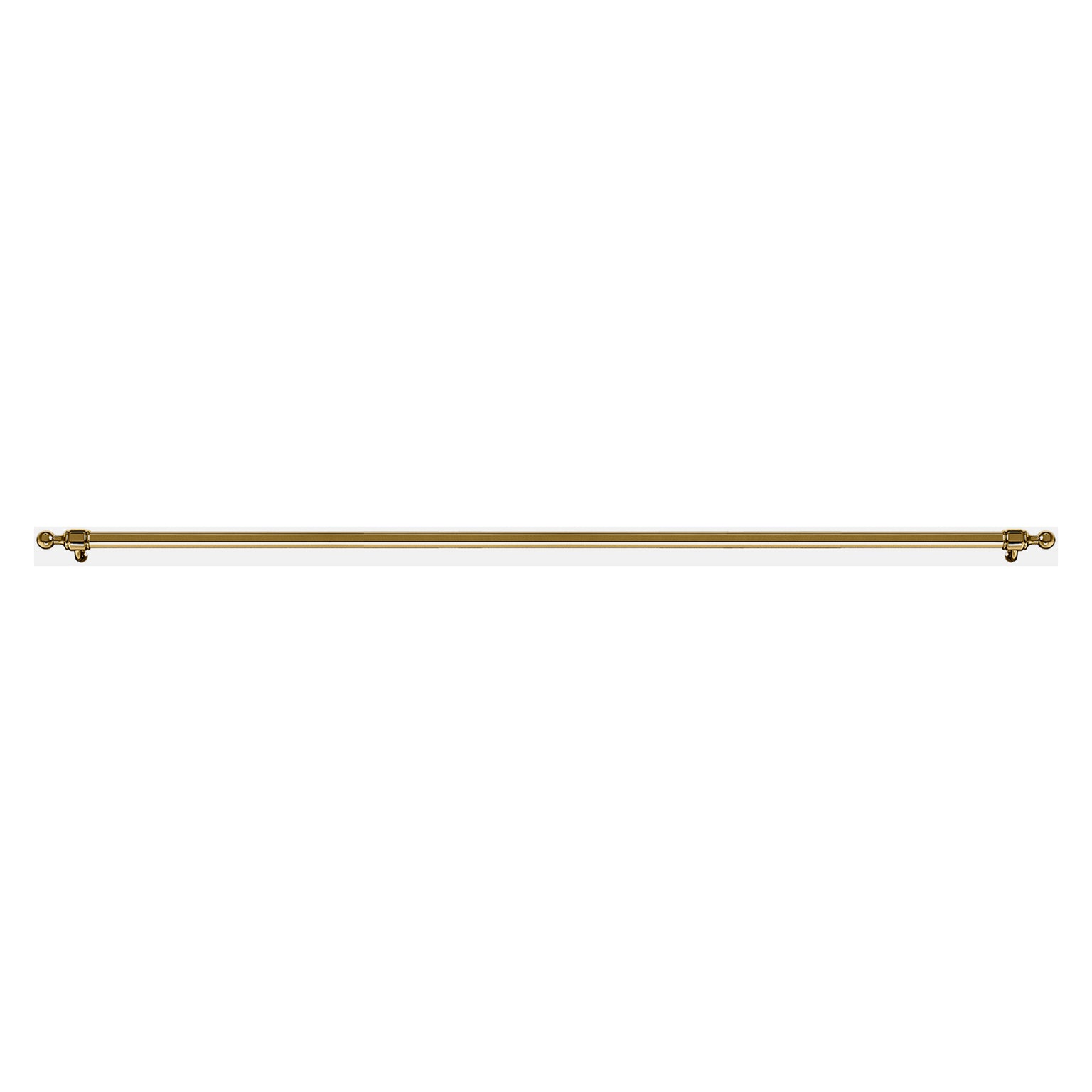 Long brass handrail with end brackets and decorative corner caps