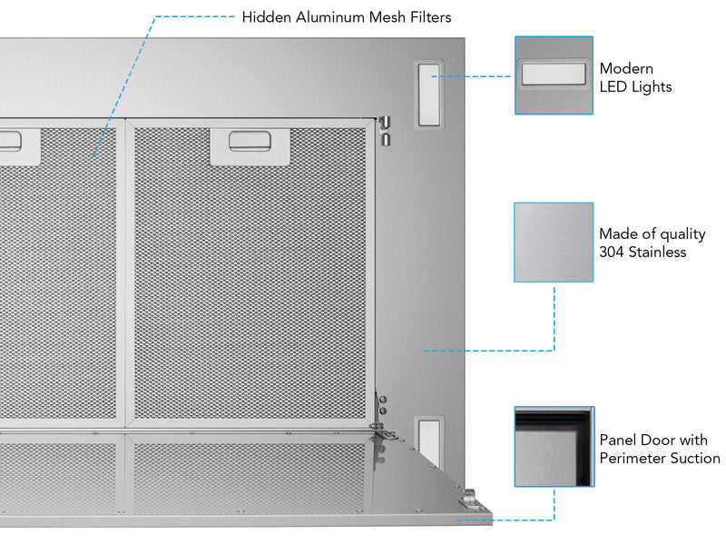 Victory Sunset 38.5-Inch 600 CFM WIRELESS Flush Ceiling Range Hood in Stainless Steel (Sunset-B)