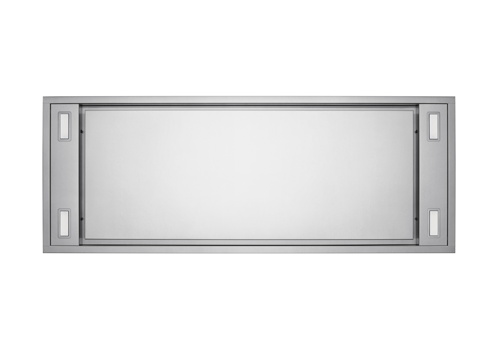 Stainless steel flush ceiling range hood front frame with side handles
