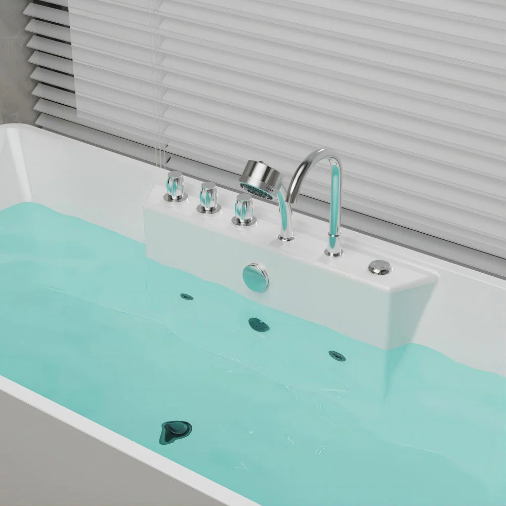 Empava whirlpool bathtub faucet set and jet nozzles on white acrylic tub