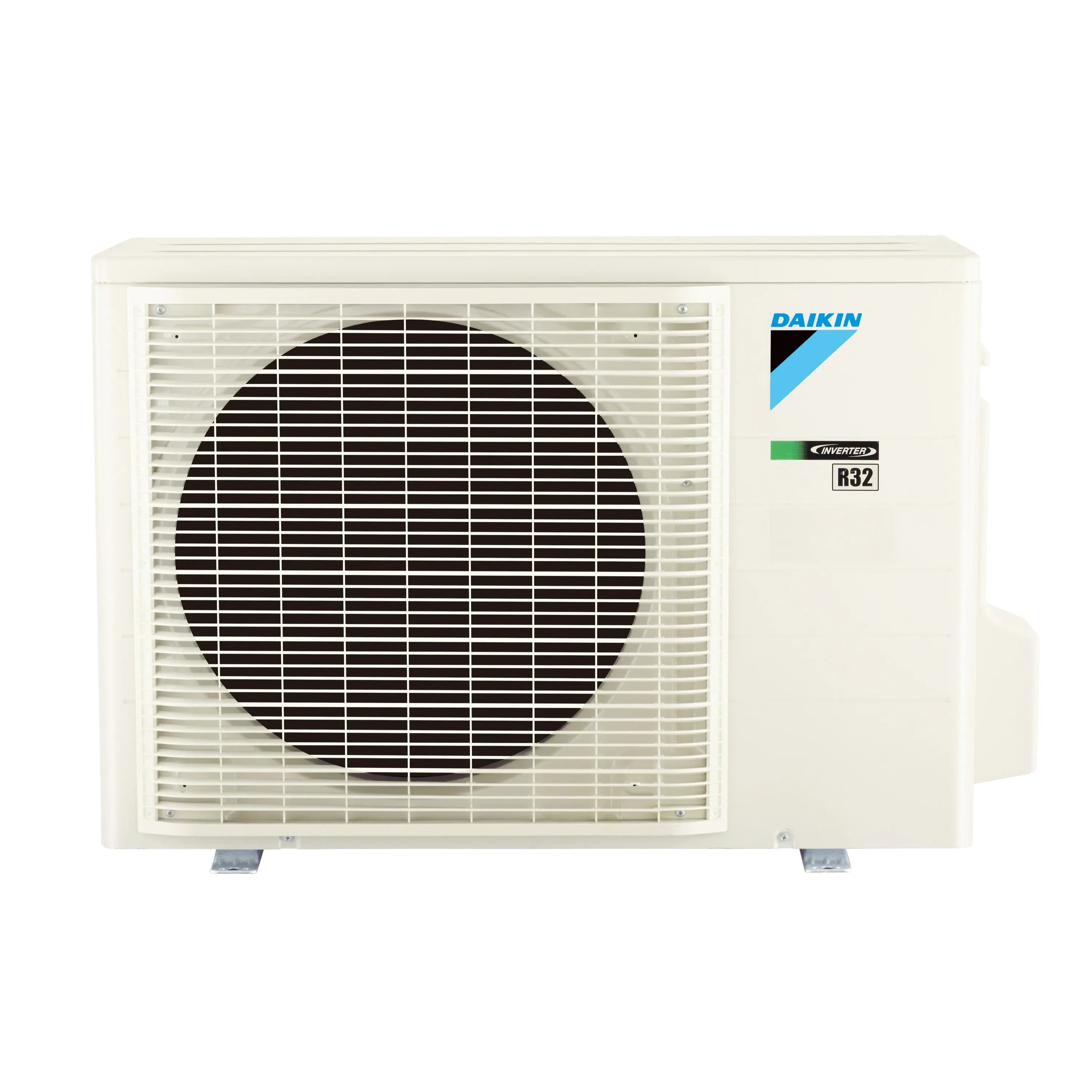 Daikin outdoor unit for ductless mini split with R32 label and fan grille