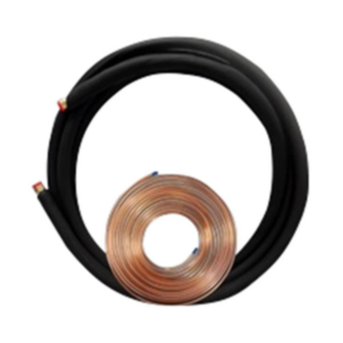 Insulated copper line set coil with black jacket, 50 ft tubing roll