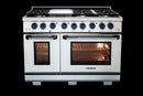 Vezeni 48-Inch Randolph Gas Range in Stainless Steel with Blue Accents (VRN4802-BL)