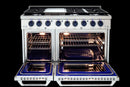 Vezeni 48-Inch Randolph Gas Range in Stainless Steel with Blue Accents (VRN4802-BL)