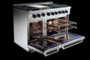Vezeni 48-Inch Randolph Gas Range in Stainless Steel with Blue Accents (VRN4802-BL)