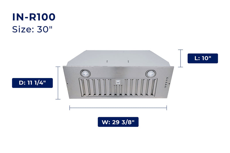 Hauslane 450 CFM Convertible Built-In Range Hood Insert with Stainless Steel Filters (IN-R100)