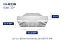 Hauslane Convertible Insert Built-in Range Hood in Stainless Steel, 17.87-Inch Deep (IN-R230)