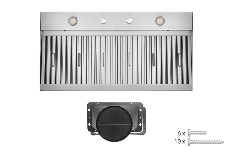 Hauslane Convertible Insert Built-in Range Hood in Stainless Steel, 17.87-Inch Deep (IN-R230)