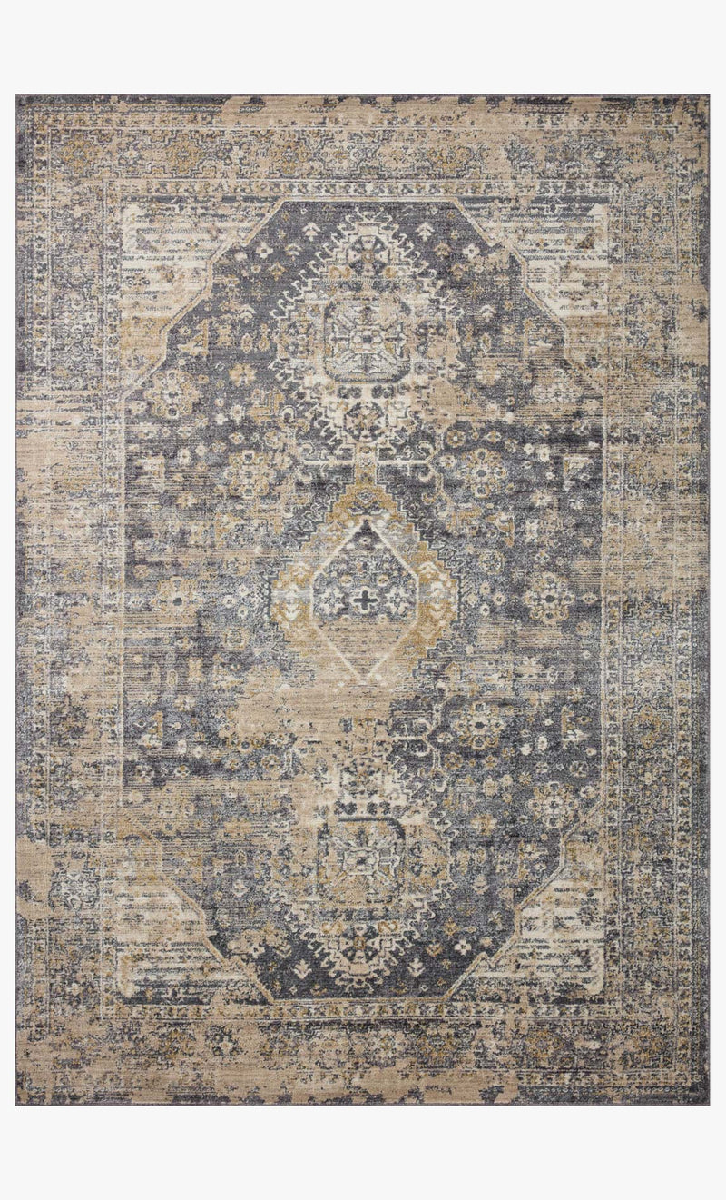 Loloi Indra Contemporary in Charcoal and Natural 7' 9" x 7' 9" Round Area Rug (INA-03)