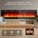 TURBRO In Flames INF88W-3D WiFi Smart Wall Mounted Electric Fireplace, 1500W Infrared Quartz Heating - Tempered Glass (707-98-188A)