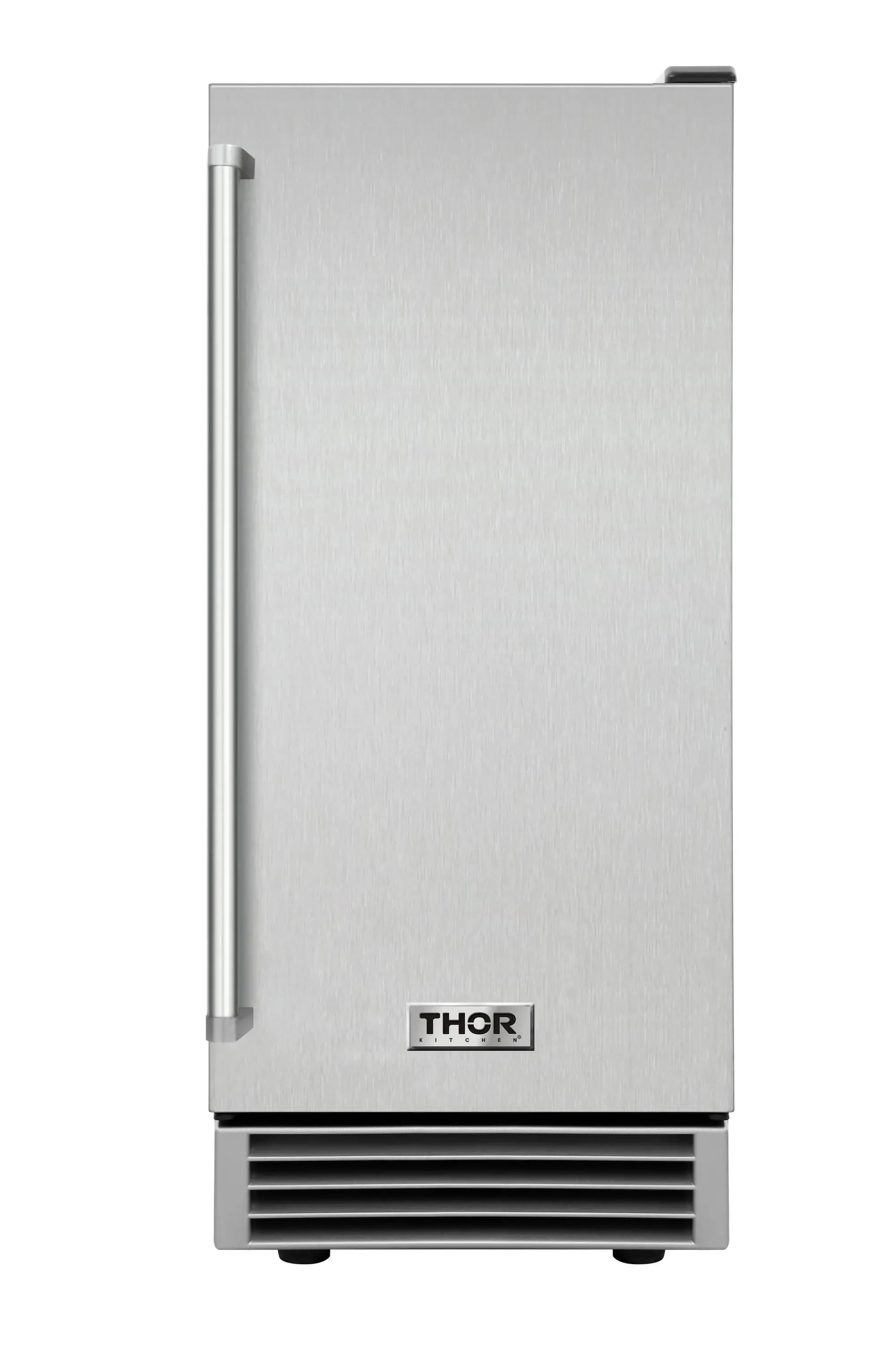 Stainless steel built-in ice maker front with THOR logo and lower ventilation vents